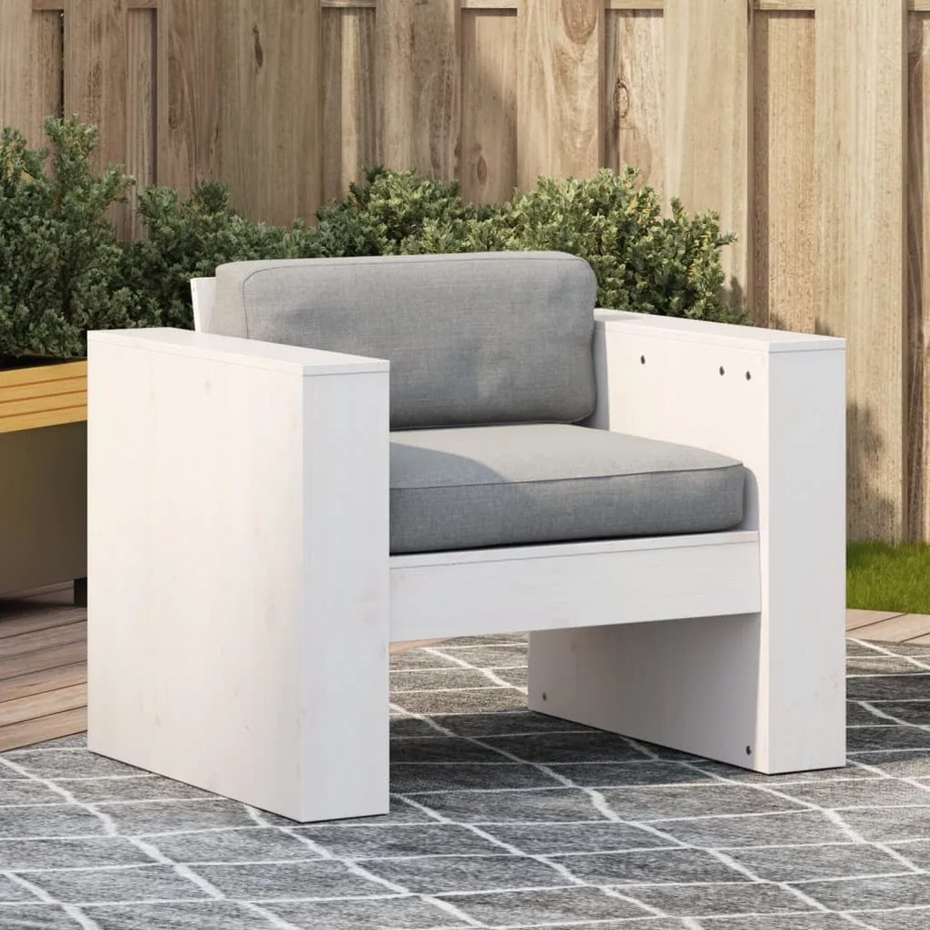 vidaXL Sofá de jardim 79x60x62 cm madeira de pinho maciça branco