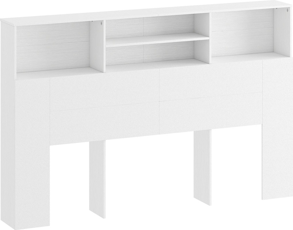 HOMCOM Cabeceira independente com arrumação, acessório de cama 4 compartimentos abertos, 160 x 20,2 x 108,2 cm, branco | Aosom Portugal