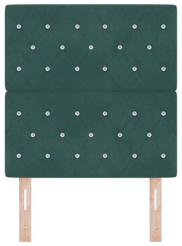 Cabeceira vidaXL com Botão de Cristal Estofada Verde Escura 80 cm Velu