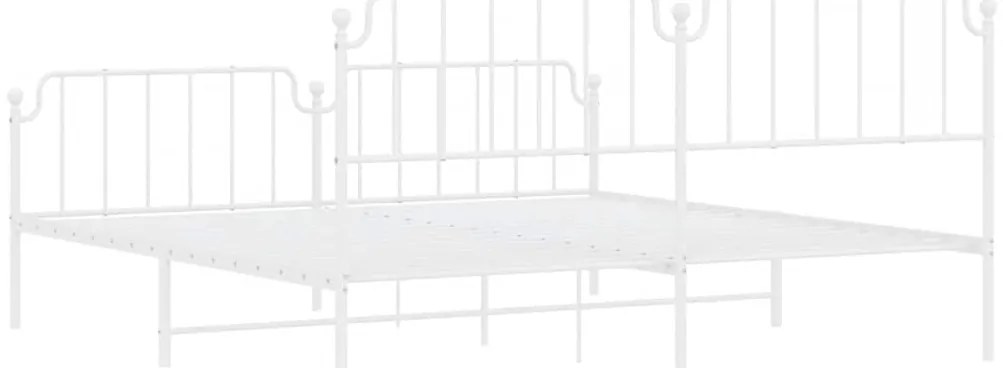 Estrutura de cama com cabeceira e pés 193x203 cm metal branco
