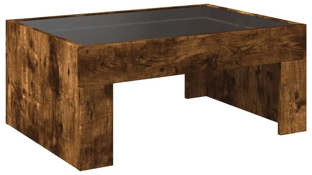 Mesa de centro luzes LED Infinity 70x50x30 cm carvalho fumado