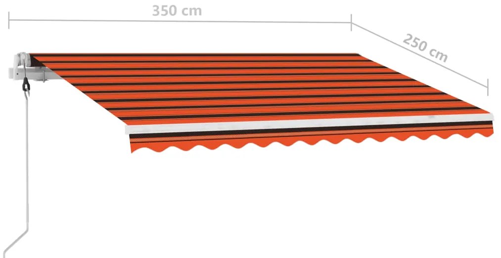 Toldo retrátil manual independente 350x250cm laranja e castanho
