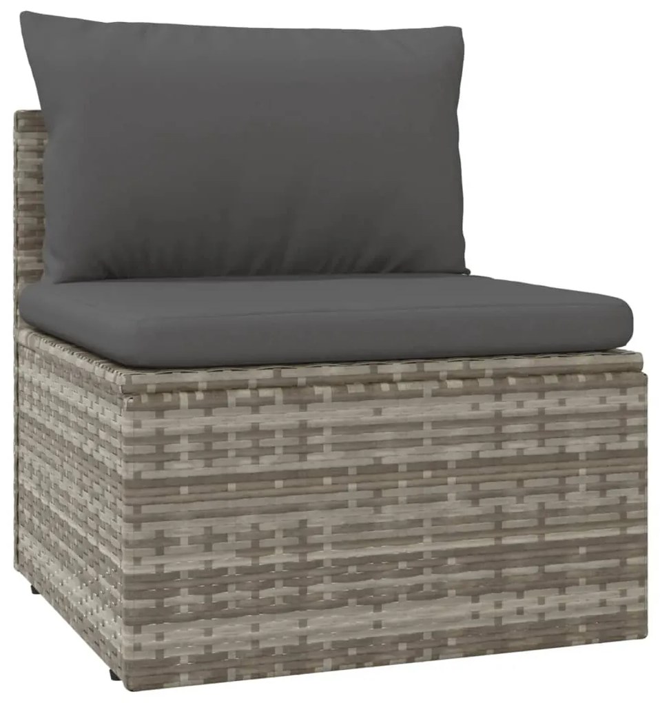 5 pcs conjunto lounge de jardim c/ almofadões vime PE cinzento