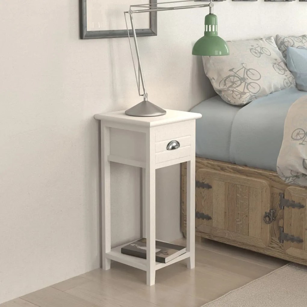 Mesa de cabeceira com 1 gaveta, branco