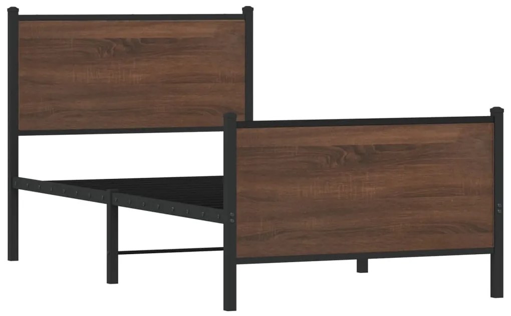 Estrutura de cama sem colchão 90x190 cm metal carvalho castanho