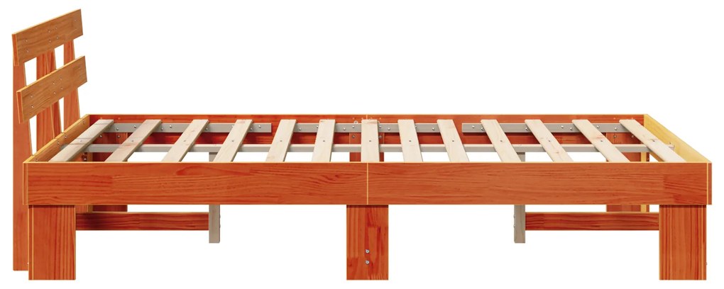Estrado de Cama com Cabeceira Castanho Encerado 140x190 cm de Madeira