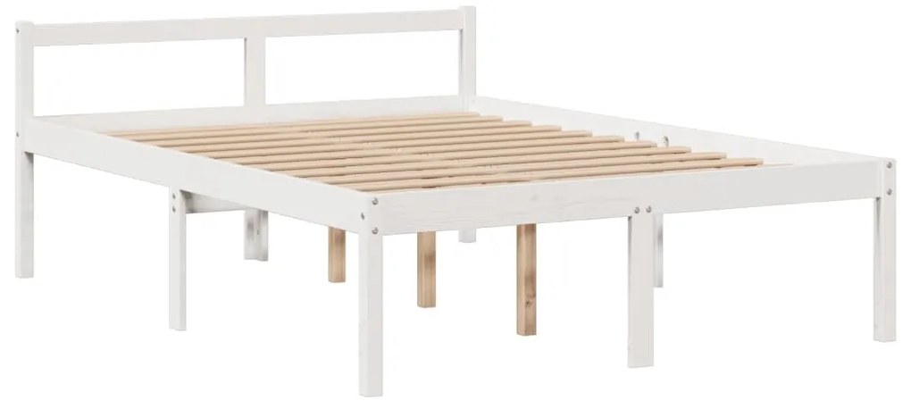 Cama com estante sem colchão 150x200 cm pinho maciço branco
