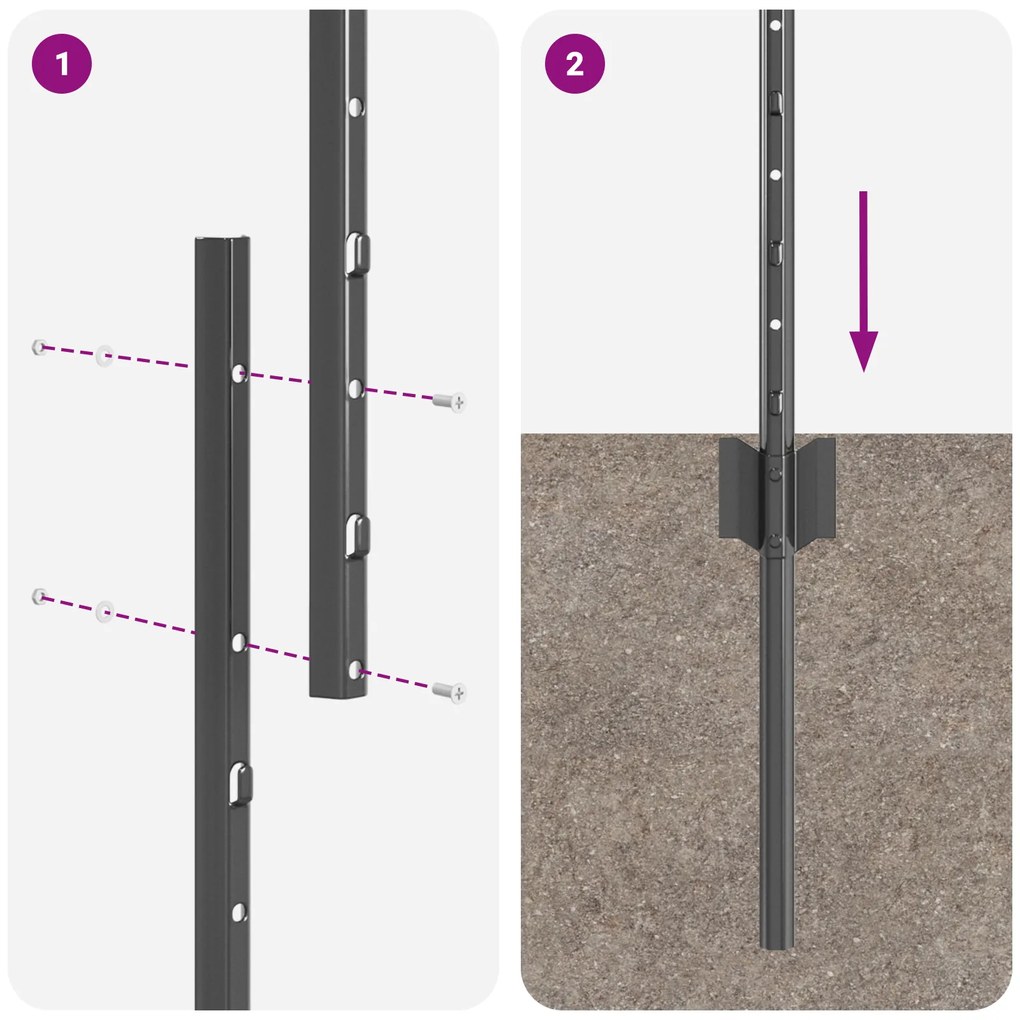 Postes de Cerca 88 pcs U-Channel Cinza 140 cm Aço