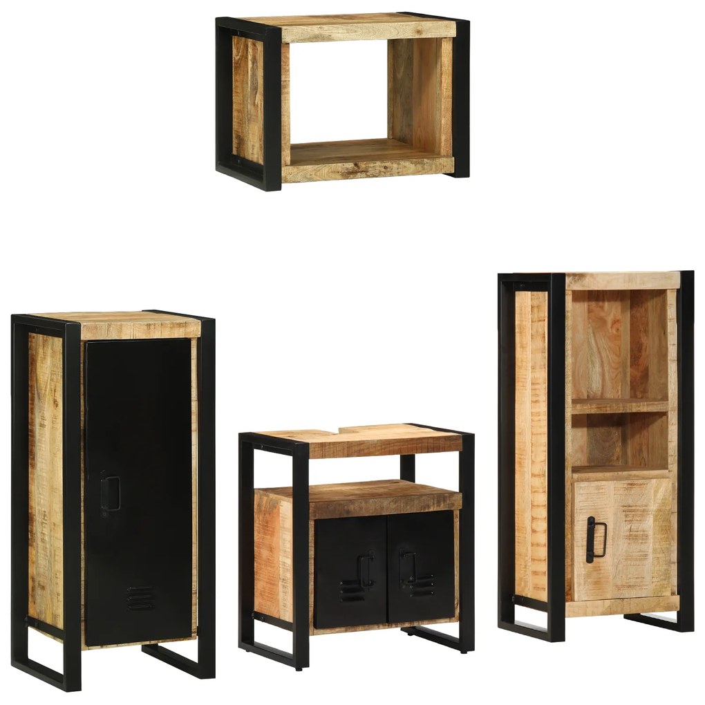 vidaXL Conjunto de Móveis para Banheiro 4 pcs Madeira de manga maciça