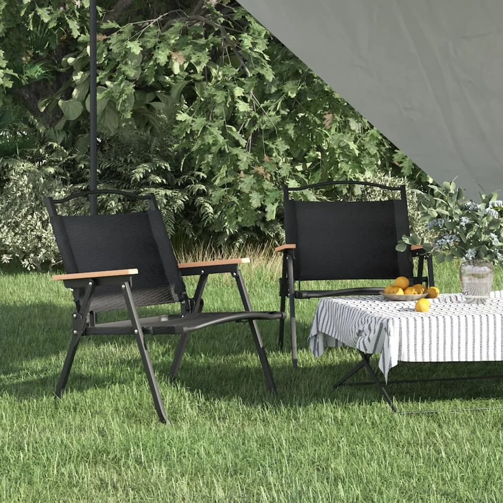 Cadeiras de campismo 2 pcs 54x43x59 cm tecido oxford preto