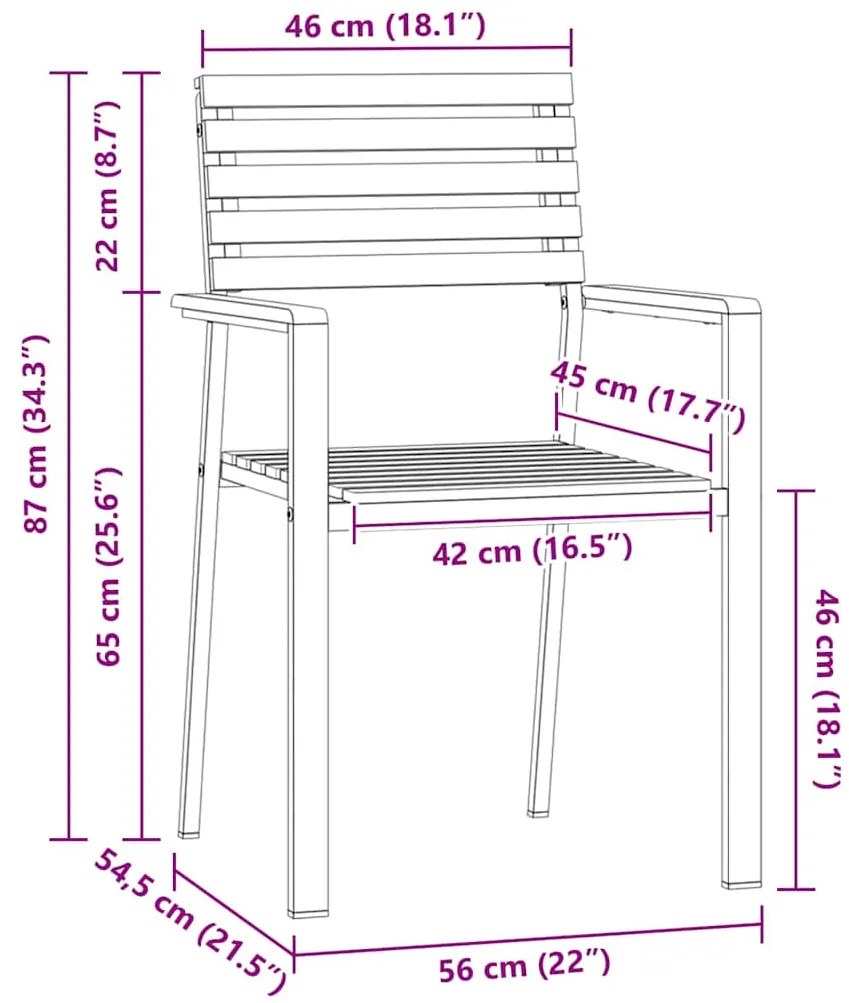 Cadeiras de Jardim Empilháveis vidaXL 8 pcs 54.5x56x89 cm Madeira Acác