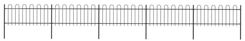 vidaXL Cerca de jardim com arco superior em aço 892,5x80 cm preta