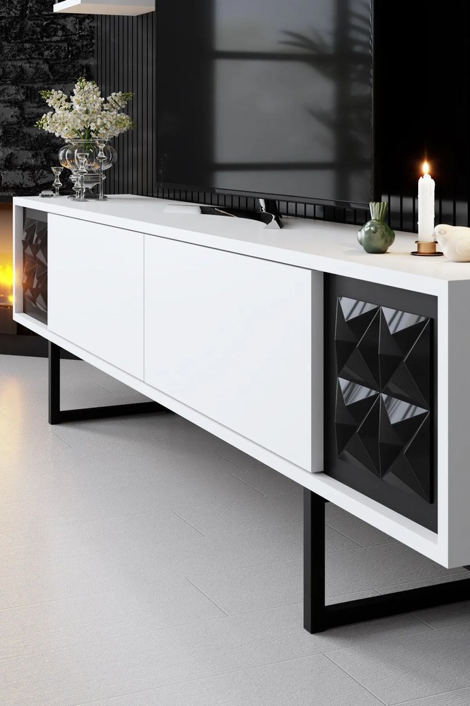 Conjunto de Mobiliário de Sala – Black Line Set – Branco e Preto
