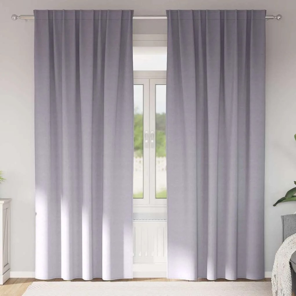 vidaXL Cortinas 2 pcs Cinza Metálico 225 x 140 cm Poliéster