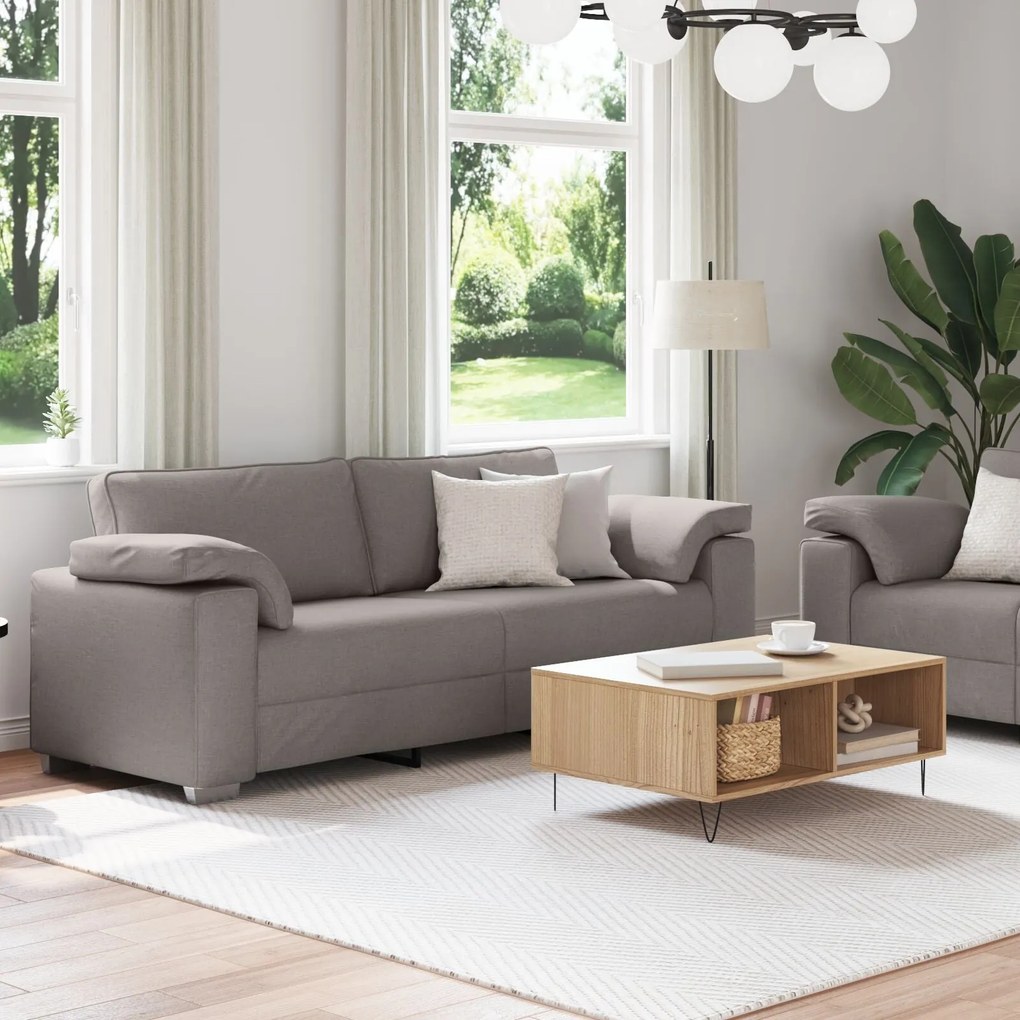 Conjunto de Sofá 2 Peças com Almofadas em Tecido Taupe