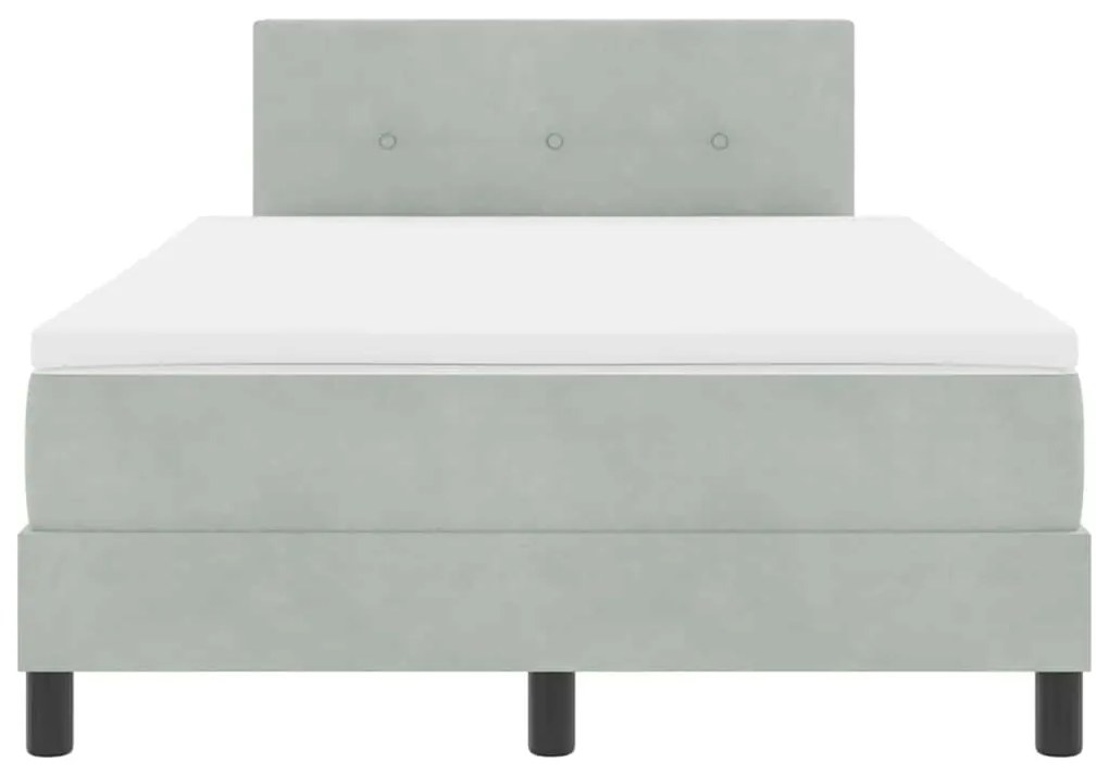 Cama Box com Colchão vidaXL Cinza Claro Dobro Pequeno Veludo