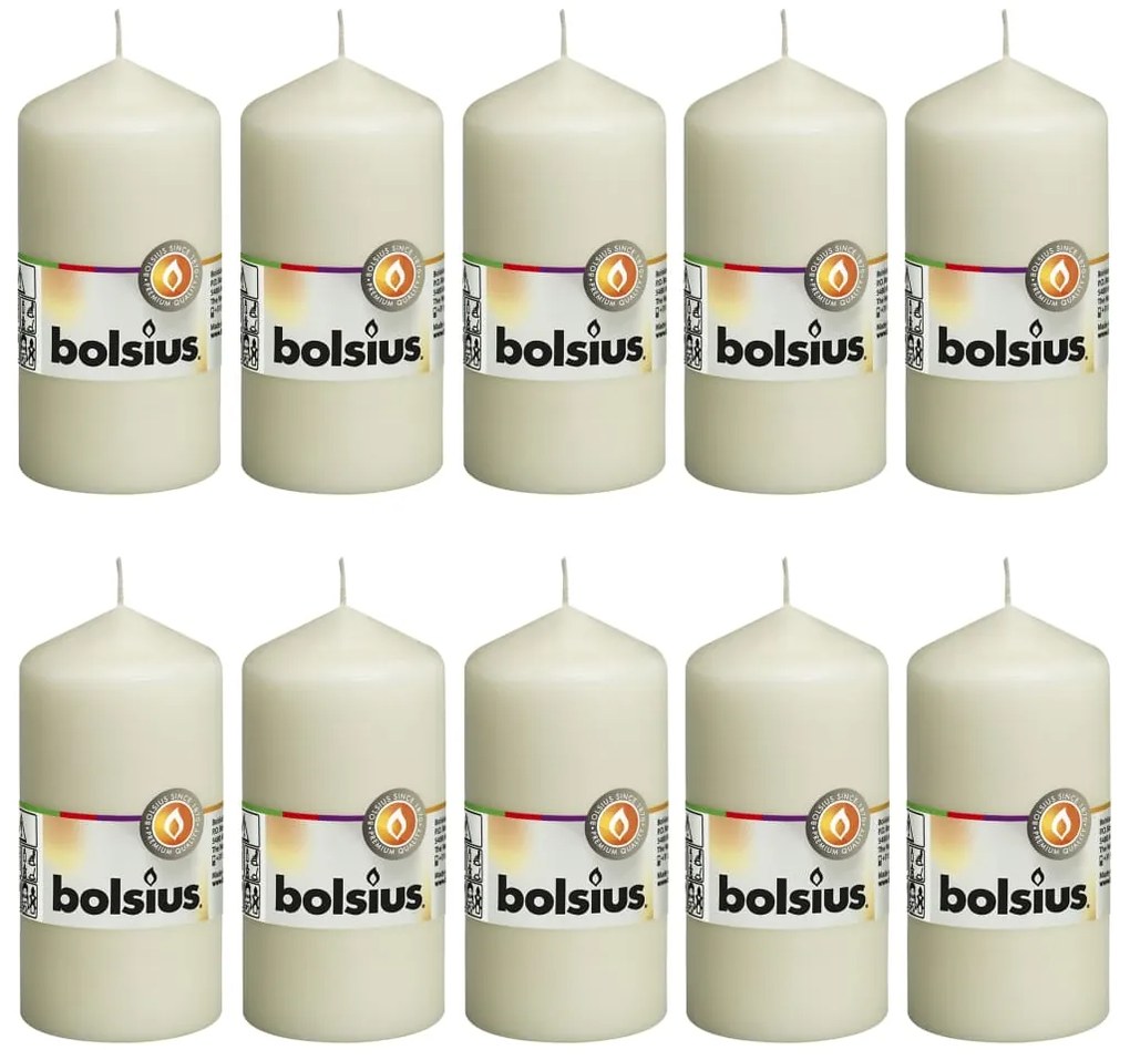 Bolsius Velas cilíndricas 10 pcs 120x58 mm marfim