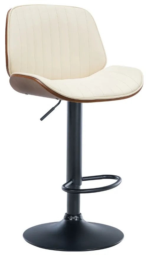 Banco de bar Nova em couro sintético e com estrutura preta 49,5 x 90-111 x 50 cm Cor Nogueira + Creme