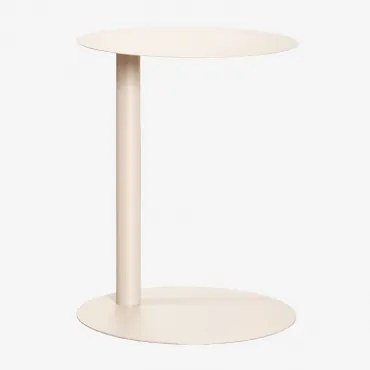 Mesa Auxiliar Redonda Ø40 Cm Em Aço Yannik Tapioca Bege - Sklum