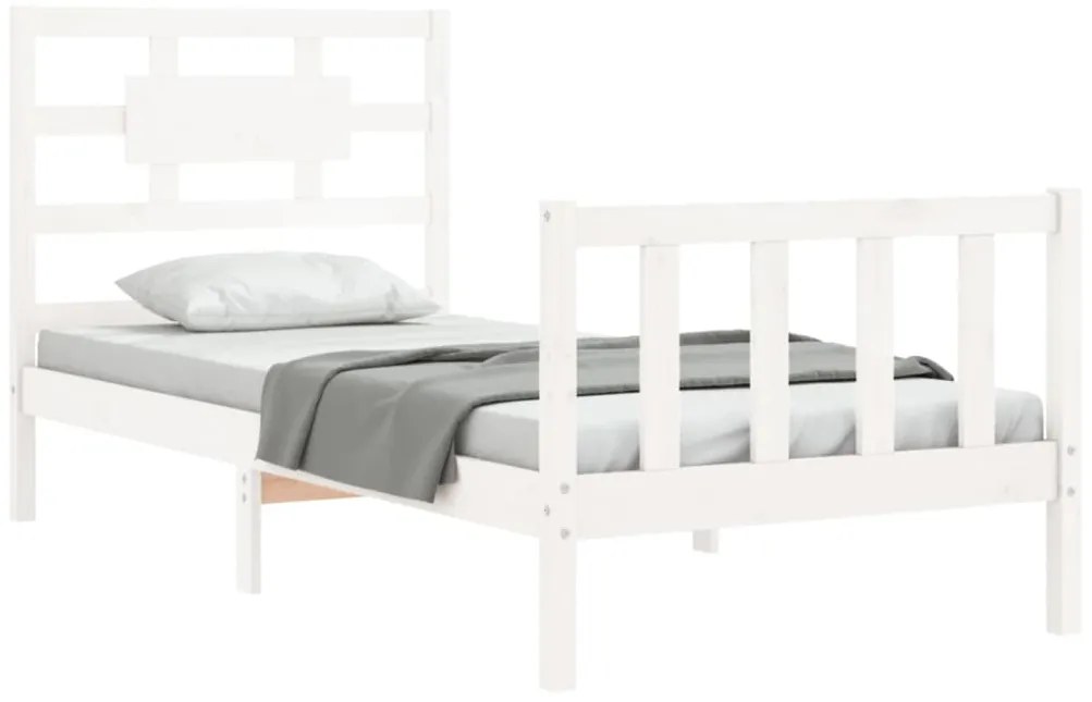 Cama sem colchão 90x200 cm madeira de pinho maciça branco