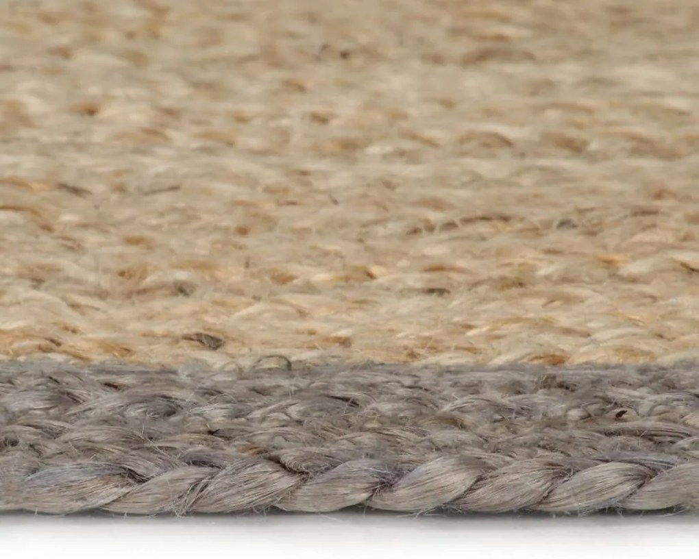 Tapete artesanal em juta com rebordo cinzento 120 cm