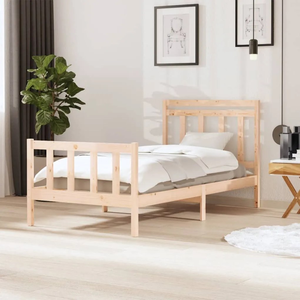 vidaXL Estrutura de cama 100x200 cm madeira maciça