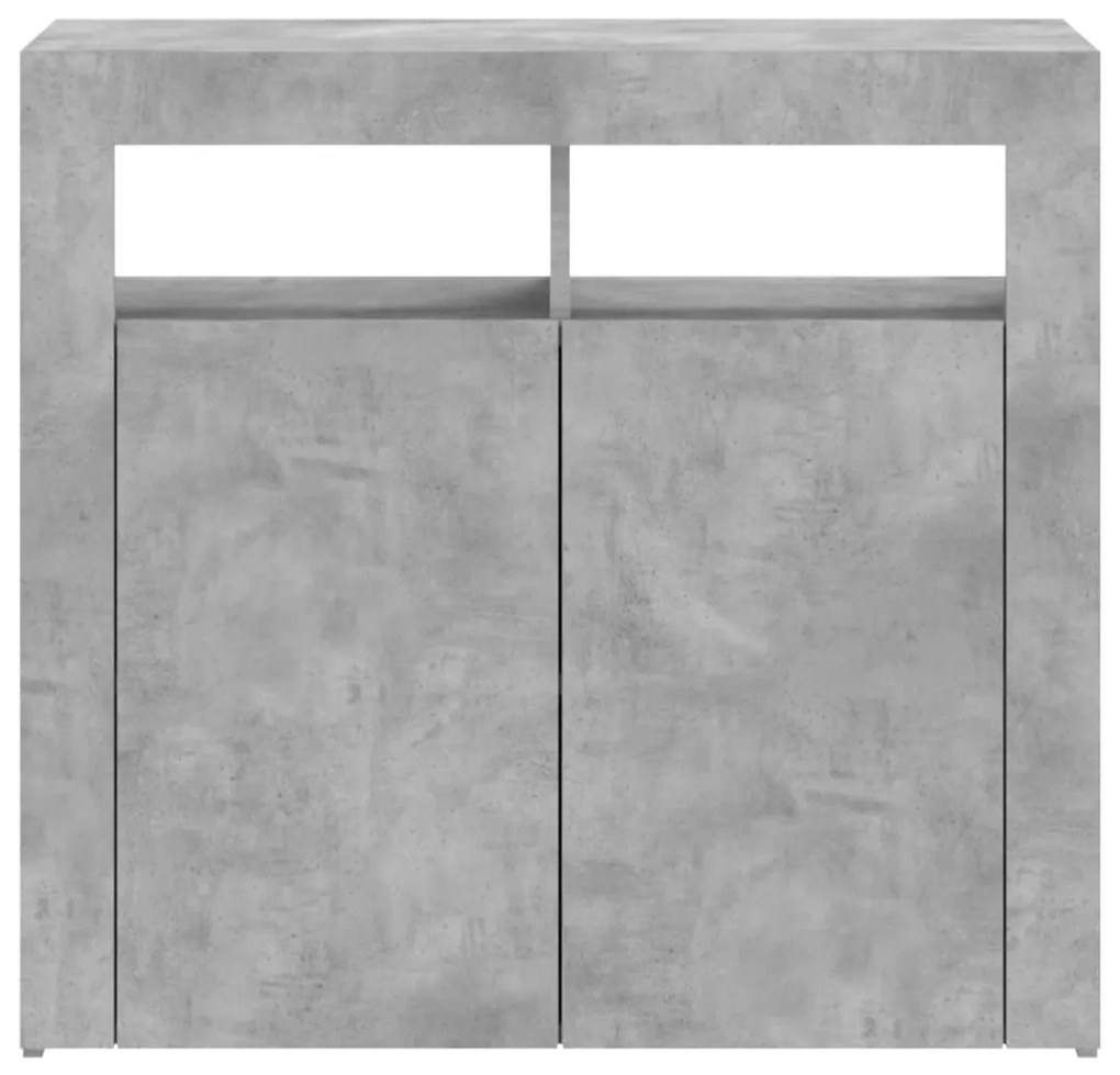 Aparador com luzes LED 80x35x75 cm cinzento cimento