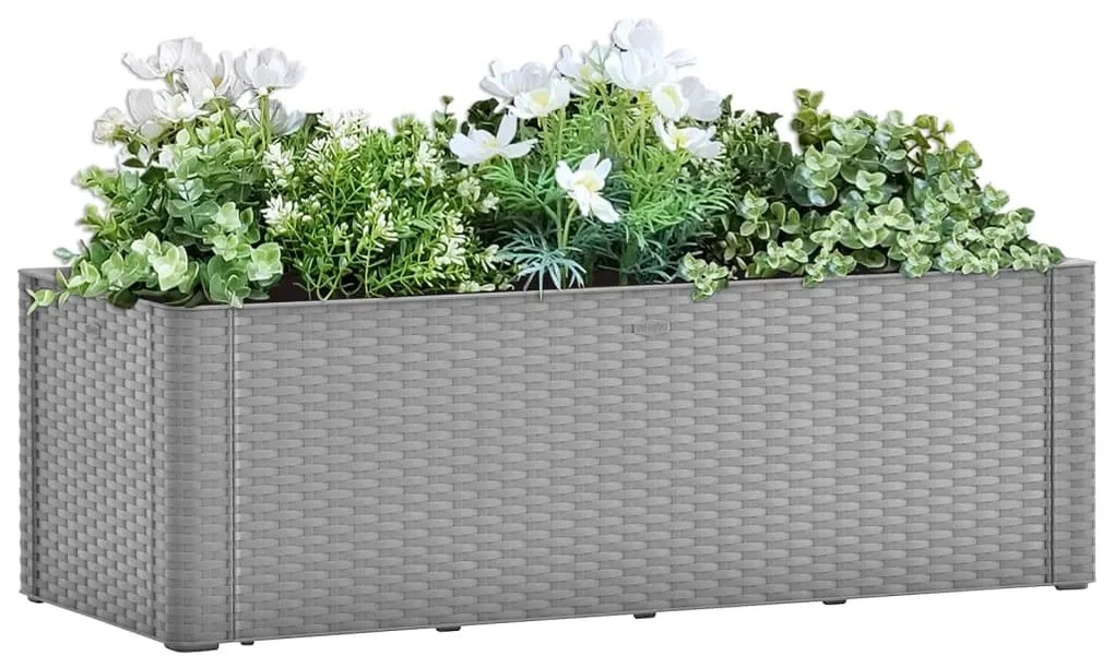 vidaXL Vaso/floreira c/ sistema rega automática 100x43x33 cm cinzento