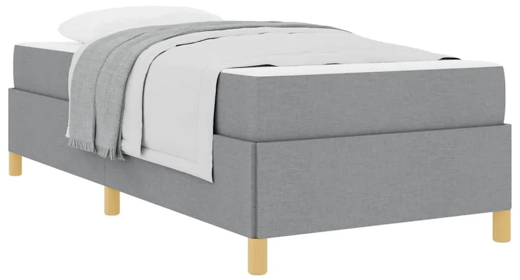 Cama Box Cinza Claro e Branco e Cinza Claro 90 x 190 cm tecido