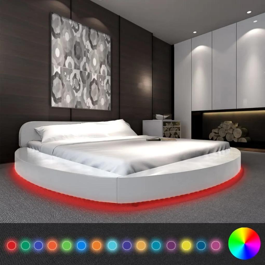 Estrutura de cama c/ LEDs couro artificial 180x200 cm branco