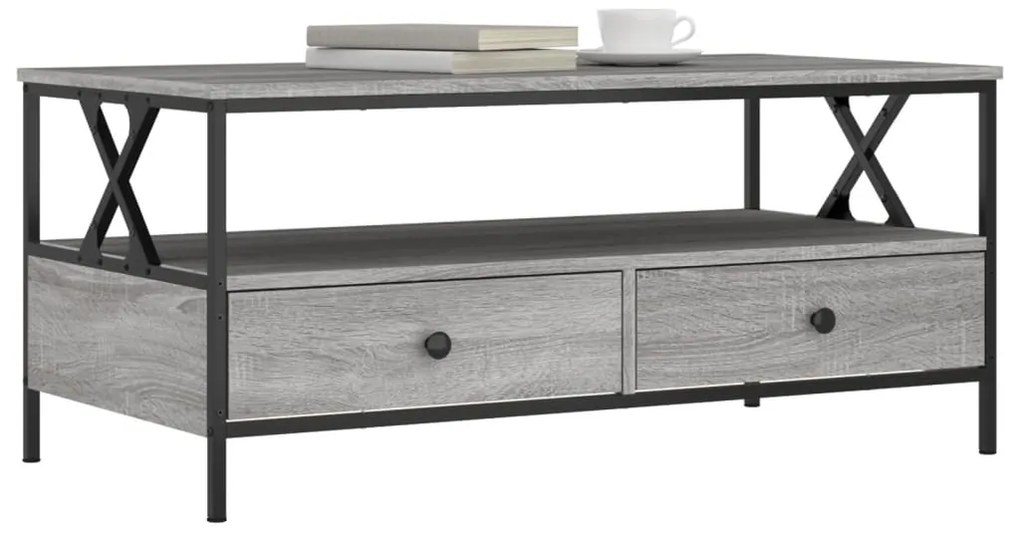 Mesa de centro 100x51x45cm derivados de madeira cinzento sonoma