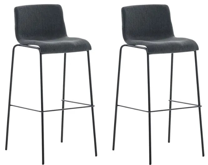 Conjunto de 2 bancos de bar Hoover em tecido e com estrutura preta 43 x 100 x 48 cm Cinzento escuro