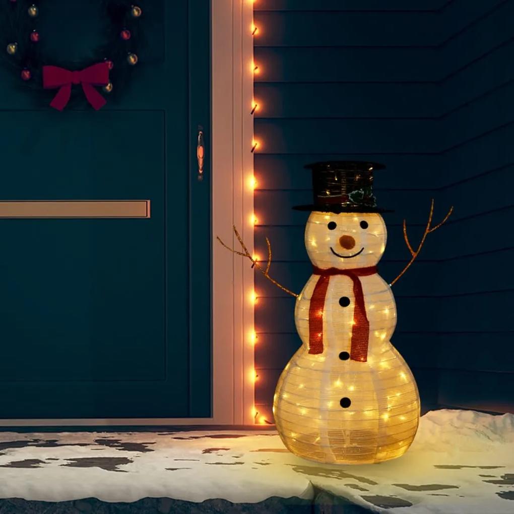329760 vidaXL Boneco de neve decorativo com luz LED tecido de luxo 90 cm