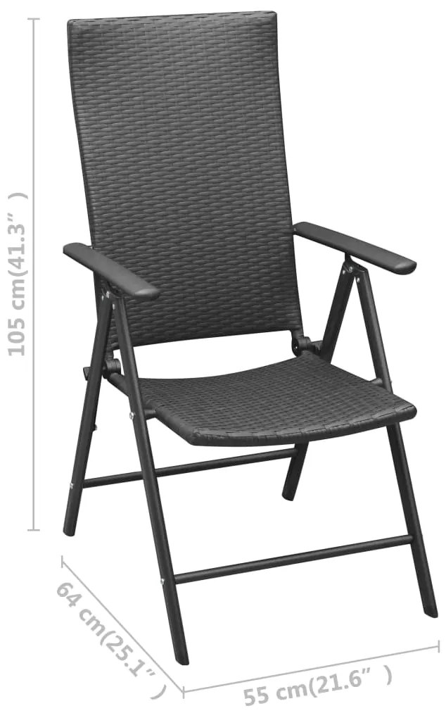 Cadeiras de jardim empilháveis 2 pcs vime PE preto