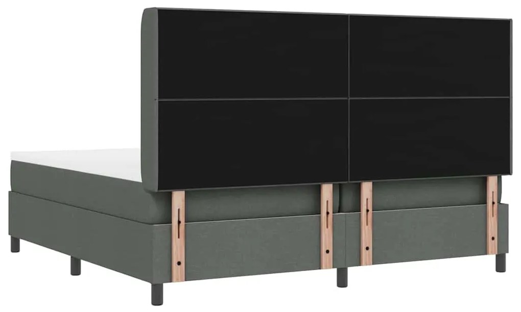Cama Box com Colchão e LED Cinza Escuro 200x200 cm, Tecido.