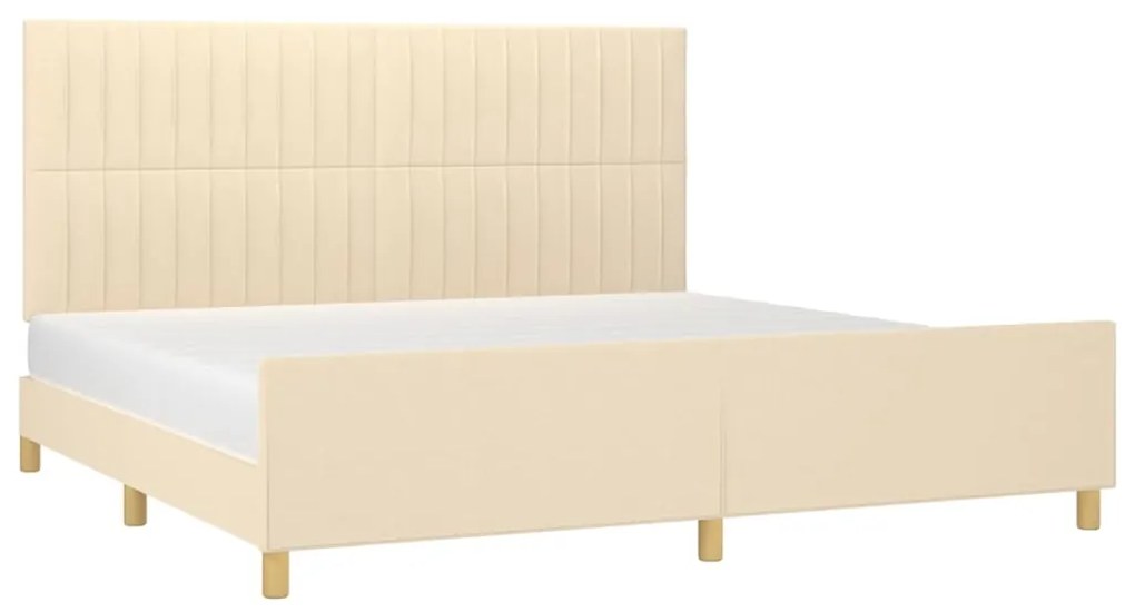 Estrutura de cama sem colchão 200x200 cm tecido cor creme