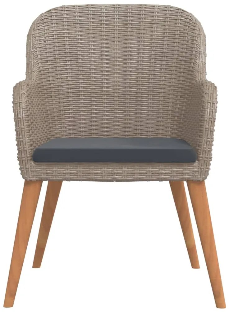 5 pcs conjunto de jantar p/ jardim c/ almofadões castanho