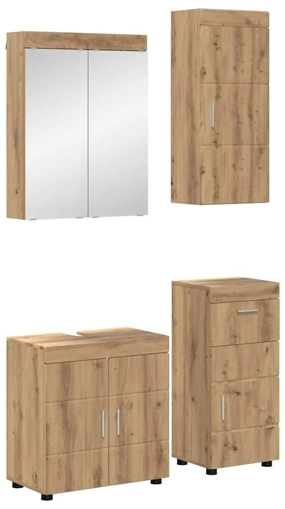 vidaXL Conjunto de Móveis para Banheiro TULUM Carvalho Artesanal