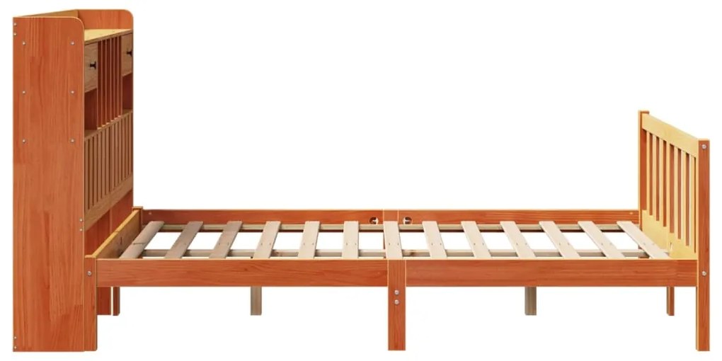 Cama c/ estante sem colchão 120x200cm pinho maciço castanho-mel