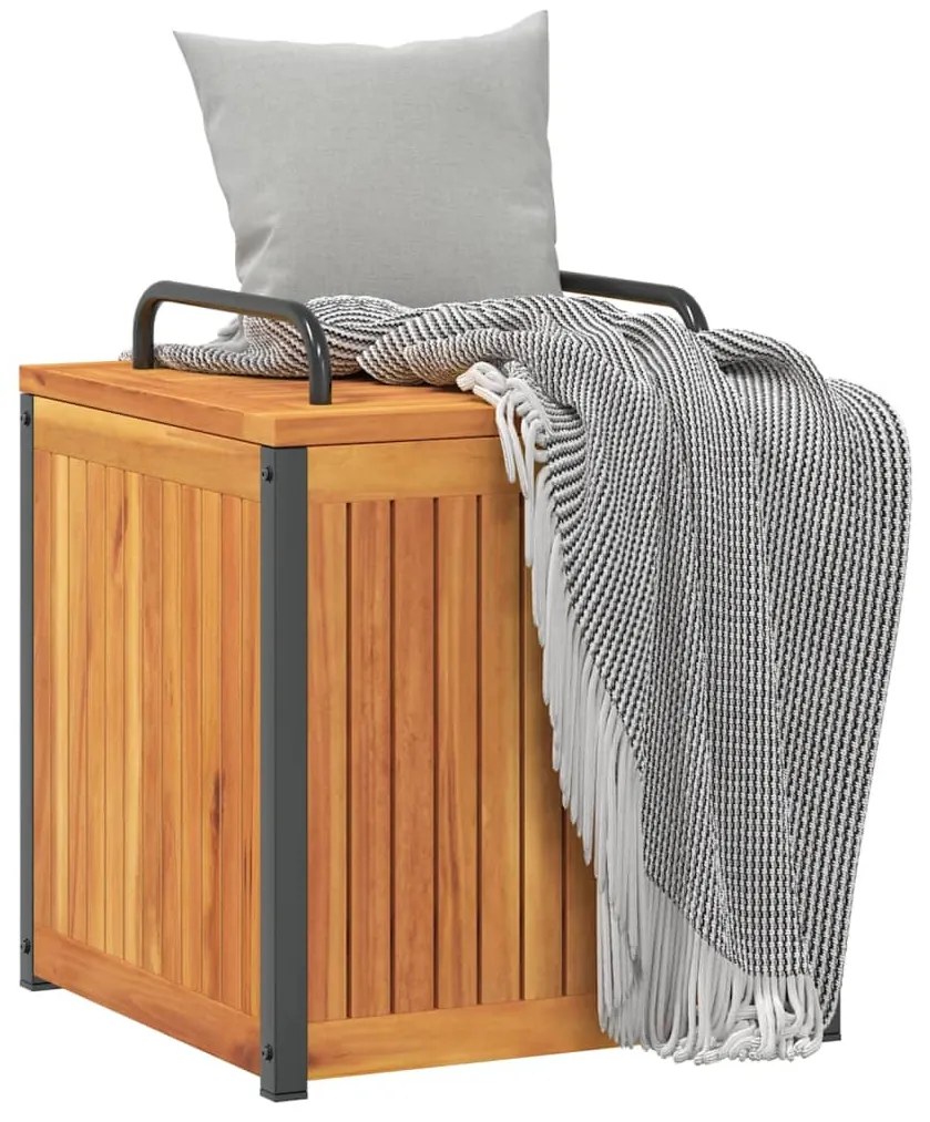 Caixa p/ almofadões de exterior 45x45x45/53cm acácia maciça/aço