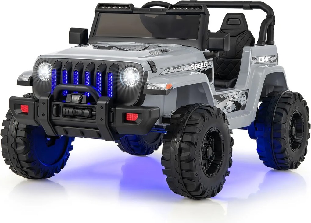 Carro elétrico para crianças 12V com velocidade ajustável com controlo remoto cinzento