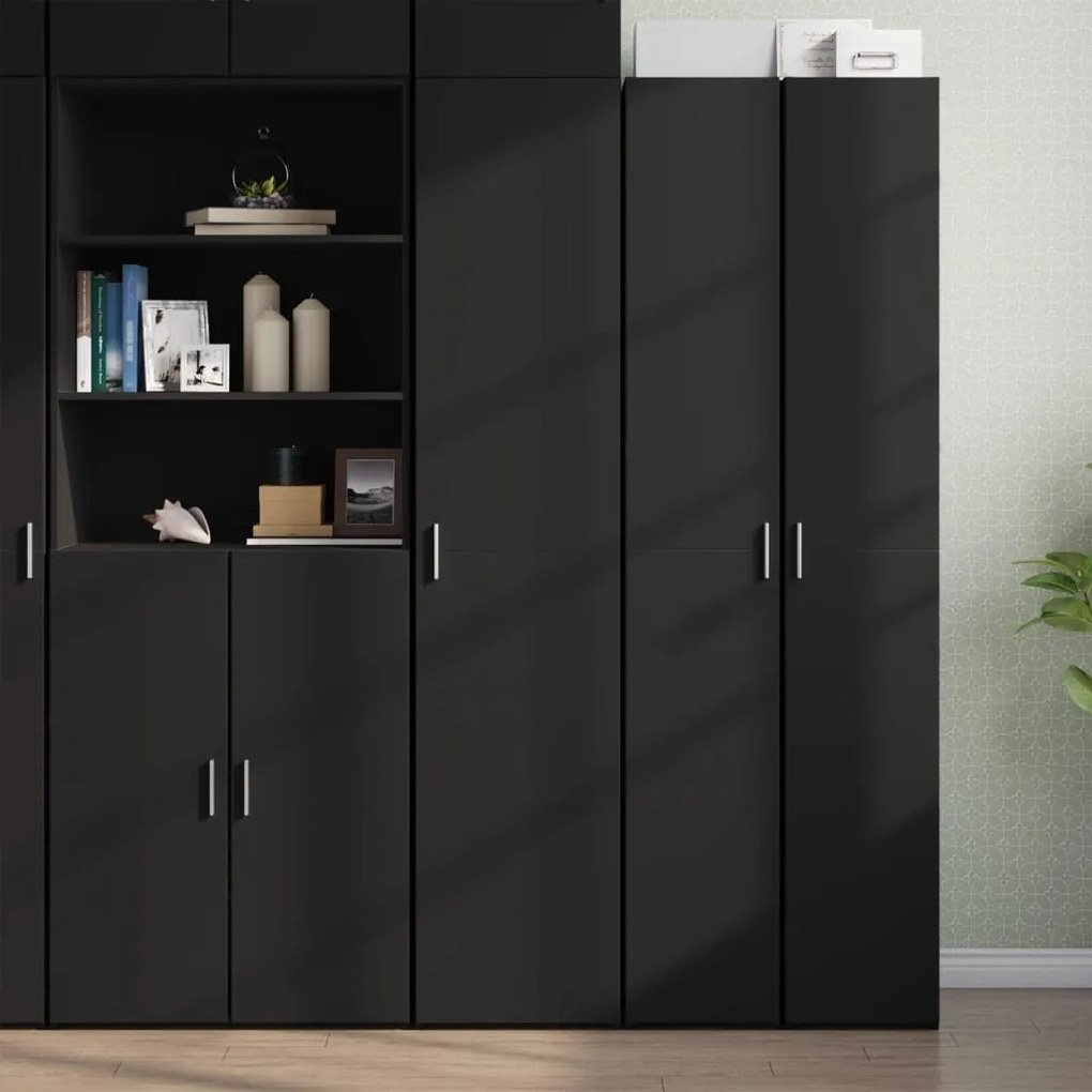 vidaXL Armário alto 40x42,5x185 cm derivados de madeira preto