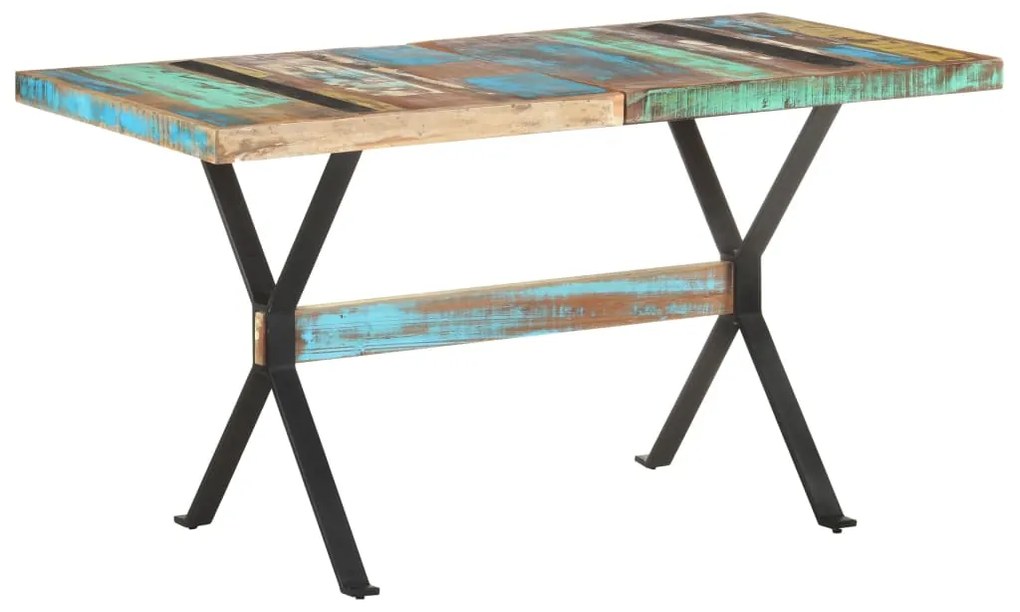 Mesa de jantar 140x70x76 cm madeira recuperada maciça