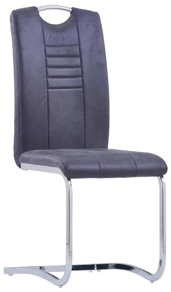 vidaXL Cadeiras de jantar cantilever 2 pcs camurça artificial cinzento
