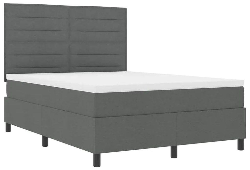 Cama Box Spring com Colchão Cinza Escuro 160x200 cm Tecido