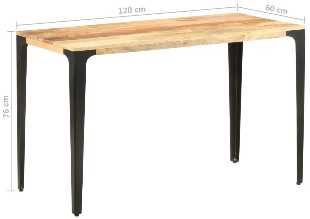 Mesa de jantar 120x60x76 cm madeira de mangueira maciça