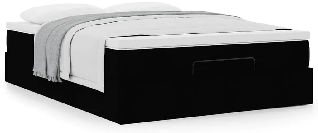 Estrutura de cama otomana com colchão 140x200 cm tecido preto