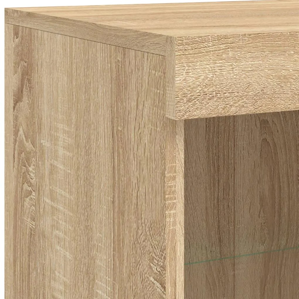 Aparador com luzes LED 202x37x100 cm carvalho sonoma