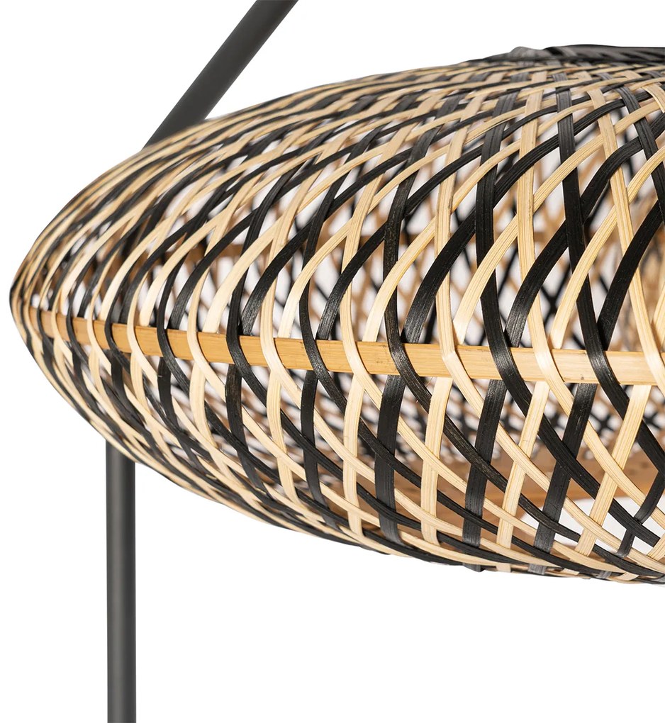 Candeeiro de pé oriental preto bambu - Ostrava