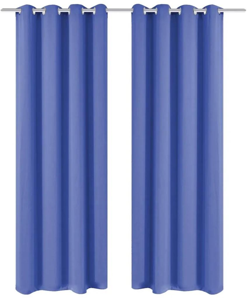 Cortinas blackout 2 pcs com ilhós de metal 135x245 cm azul